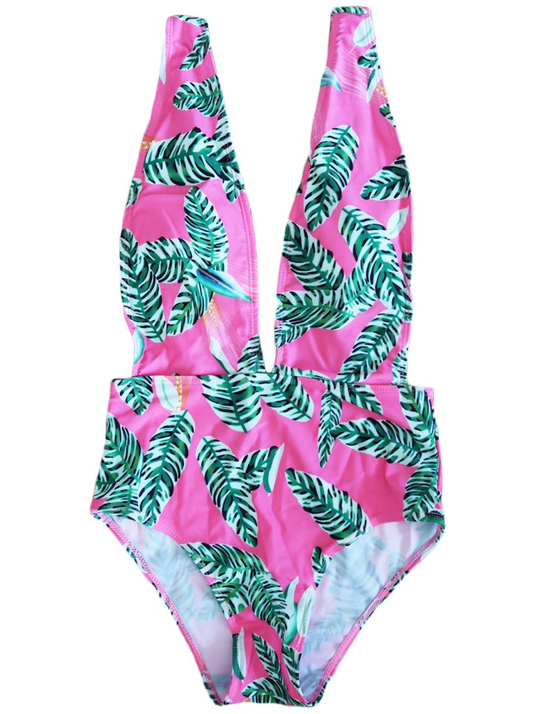 'Milan' Pink Palm Print Swimsuit