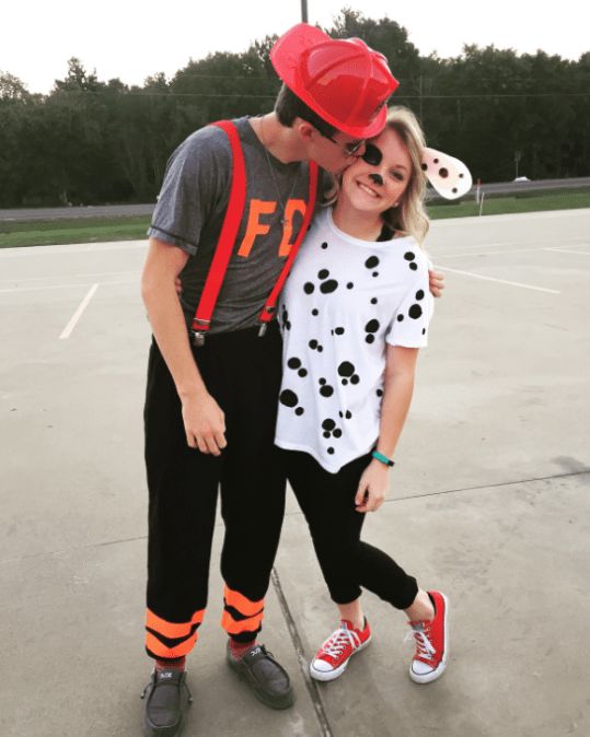 Couples Halloween Costumes: Firefighter & Dalmatian Dog