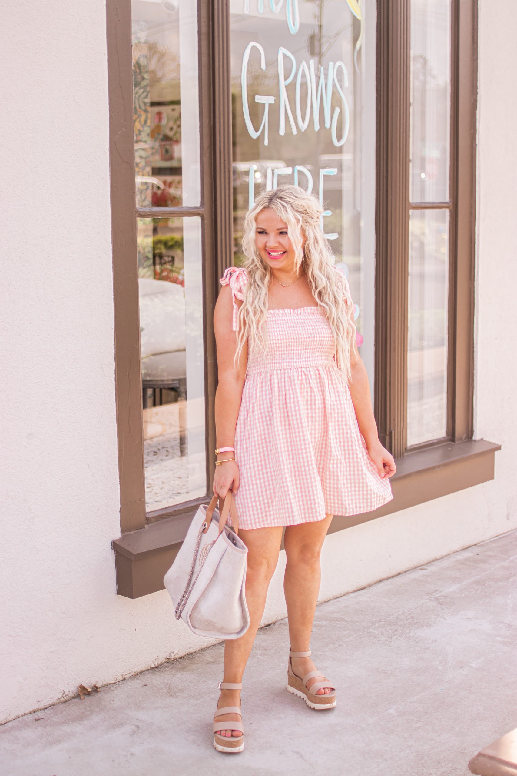 Wearing Gingham for Spring - gingham dress Asos- cute spring outfits