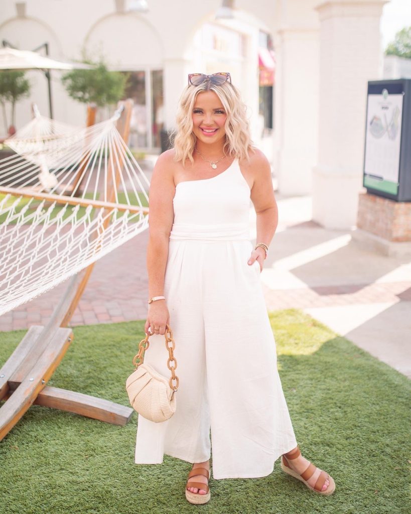 Summer Jumpsuits from Amazon- ONE SHOULDER WHITE JUMPSUIT